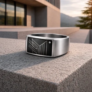 Minimal design ring outside on stone surface.