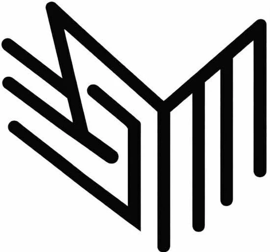 Logo 3 streker opp til venstre, og 4 streker ned til venstre