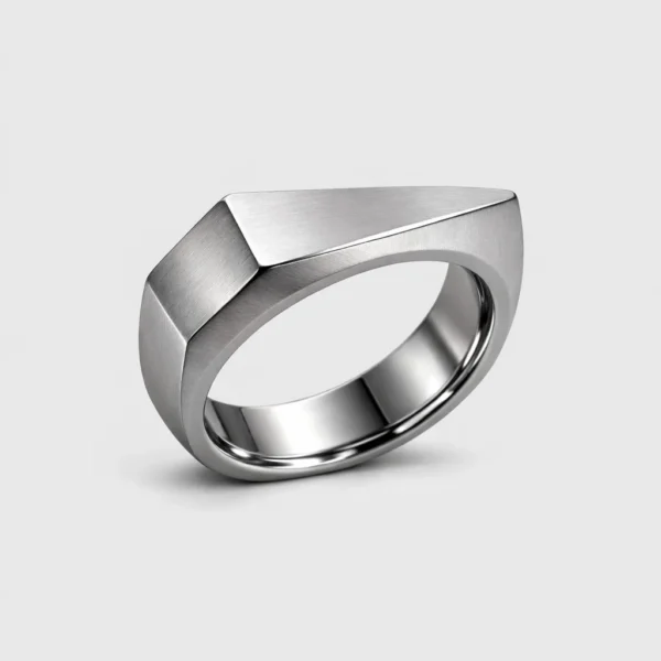 image of a gemotric ring on beige clean background